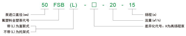 FSB系列氟塑料耐腐蚀泵型号含义